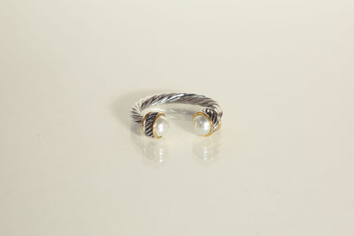 Stone Accent Rope Ring - Pearl