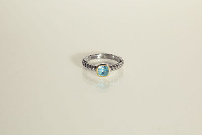 Solitaire Rope Ring - Blue Topaz