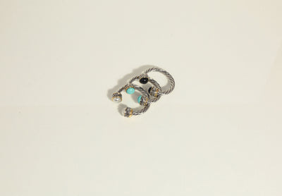 Stone Accent Rope Ring - Turquoise