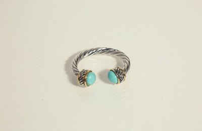 Stone Accent Rope Ring - Turquoise